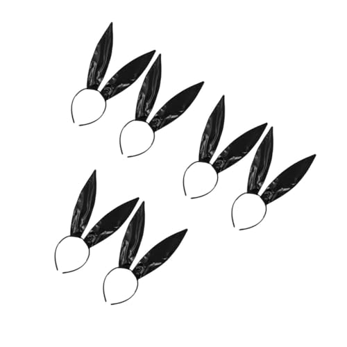 FRCOLOR 6 Stck. Teiliges Halloween Hasenohren Stirnband aus Schwarzem Kunstleder Leichtes Bequemes Party-accessoire für Frauen Vielseitig für Halloween Weihnachten und Cosplay-kostüme von FRCOLOR