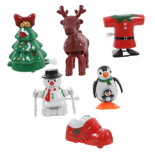 FRCOLOR 6 Stück Aufzieh Schnee Dekorate Baum Stuffers Weihnachten - -Spielset Weihnachts-Elch-Aufziehspielzeug Desktop- zum Aufziehen Plastik von FRCOLOR