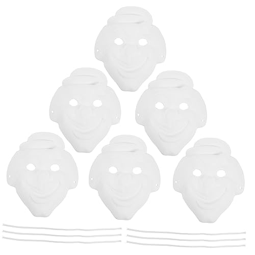 FRCOLOR 6 Stück DIY Papiermasken zum Bemalen Leichte Clown Masken aus Papier Unbemalte Halloween und Karnevalsmaske für Bastelset für Kreative Kostüm und Partydekoration von FRCOLOR