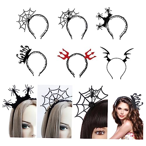 FRCOLOR 6 Stück Halloween-haar-accessoires Spinnennetz Haarband Spinnen-stirnband Für Mädchen Halloween-spinnen-haarband Spinnennetz-stirnband Haarschmuck Spinnenhaarreifen Gefühlt Black von FRCOLOR
