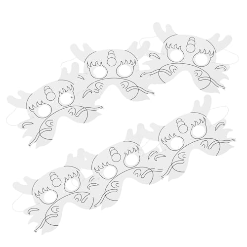FRCOLOR 6 Stück Leere Papiermasken zum Bemalen DIY Halbgesicht Masken mit Elastischem Band Bastelset für Halloween Karneval Kreativmasken zum Selbstgestalten von FRCOLOR