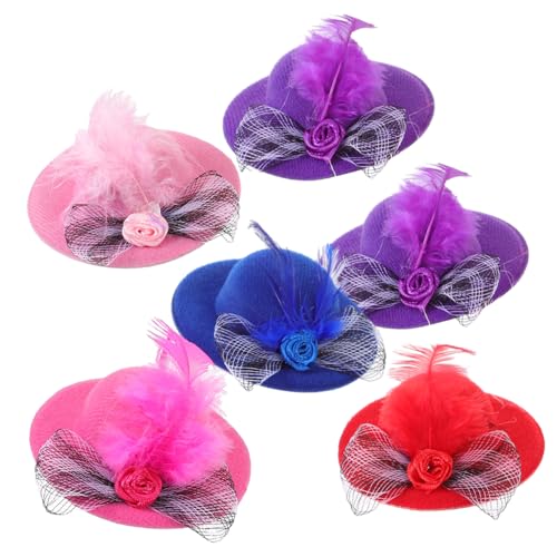 FRCOLOR 6 Stück Mini Hüte für Puppen DIY Tea Party Kleine Faszinator Hüte aus Stoff Dekoration für Bastelprojekte Sicher und Langlebig von FRCOLOR