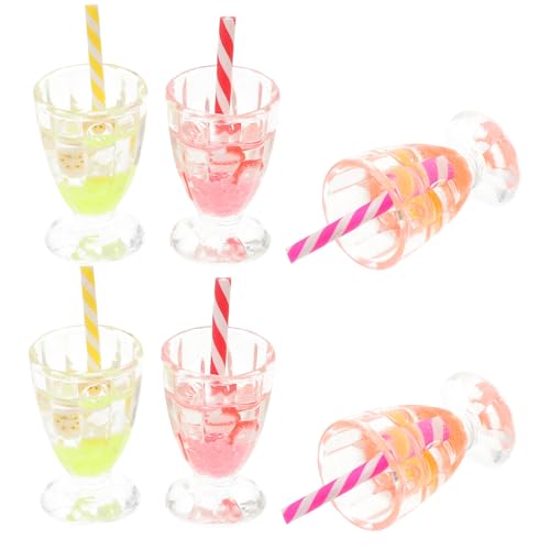 FRCOLOR 6 Stück Miniatur Eisbecher Dekorationen Puppenhaus Zubehör Luminous Nachtlicht Obstbecher Modelle Rot Gelb für DIY Landschaft Wiederverwendbar von FRCOLOR