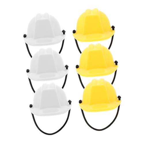 FRCOLOR 6 Stück Miniatur Sicherheitshelm Bauarbeiterhelm Mini Kunststoff Helm Puppenzubehör Miniatur Baustellenhelm Weiß Gelb für Spiel und Dekoration von FRCOLOR