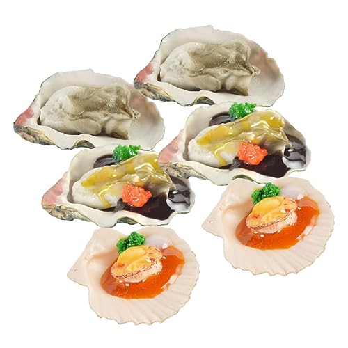 FRCOLOR 6 Stück PVC Teiliges Fake Food Modell Meeresfrüchte Realistische Muschel Deko für Küche Fotografie für Leichte Langlebige Küchen und Shop Dekoration von FRCOLOR