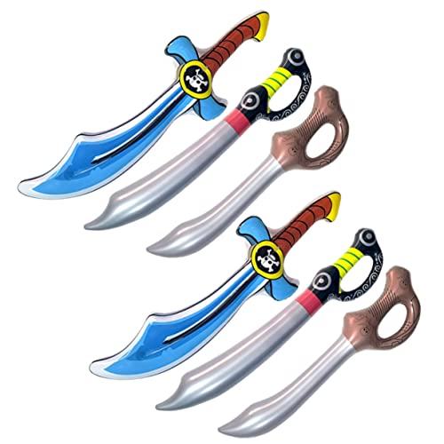 FRCOLOR 6 Stück Teiliges Aufblasbares Piratenschwert aus PVC mit Lebendigen Mustern Leichtes Partyspielzeug für Kindergeburtstag Karneval Kostüm und Piratenmotto für Festivals und von FRCOLOR