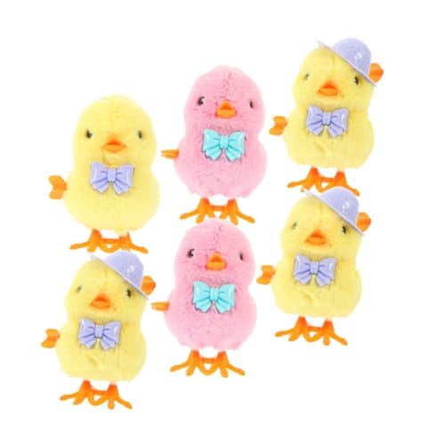 FRCOLOR 6 Stück Teiliges Aufziehküken Kleine Plüsch Hühner mit Hut und Krawatte Kompaktes für Lustiges Laufküken für Osterkorbfüllung und Kinderunterhaltung von FRCOLOR