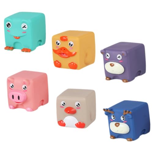 FRCOLOR 6 Stück Teiliges Cartoon Badetierspielzeug aus Weichem Silikon Quiekende Handquetschtiere für Kleinkinder Badewannenspielzeug mit Niedlichen Bauernhoftieren Fördert Kreativität und von FRCOLOR
