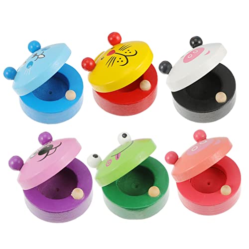 FRCOLOR 6 Stück Teiliges Cartoon Holz Musikspielzeug für Pädagogisches Castanet für Jahre Fördert Musikalisches Talent und Rhythmusgefühl Sicher und Farbenfroh von FRCOLOR