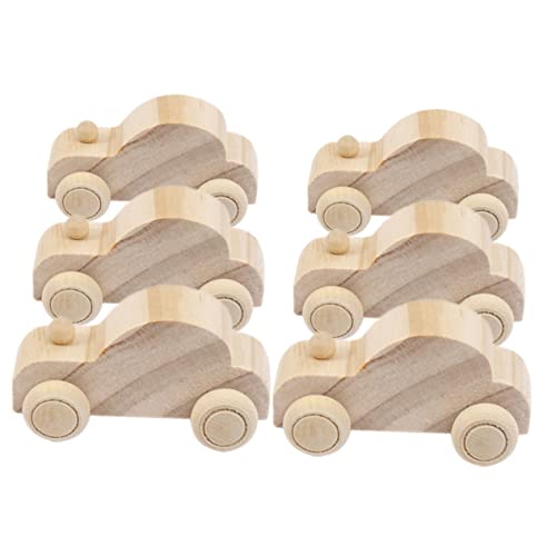 FRCOLOR 6 Stück Teiliges DIY Holzautos zum Bemalen Naturbelassene Kinderautos für Kreatives Gestalten Pädagogisches Holzspielzeug Fantasie und Feinmotorik für Jungen und Mädchen von FRCOLOR