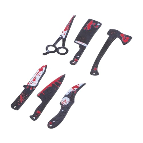 FRCOLOR 6 Stück Teiliges Halloween Miniatur Deko aus Robustem Harz Bunte Micro Landschafts Scheren DIY Requisiten für Party und Heimdekoration mit Gruseliger Atmosphäre von FRCOLOR