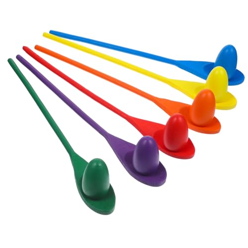 FRCOLOR 6 Stück Teiliges Holz Balancespielzeug für Sicherem Material Leichtes Egg and Spoon Spiel zur Gleichgewichtsschulung für Staffellauf und Sensorisches Training Tragbar und Langlebig von FRCOLOR