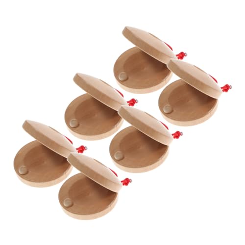 FRCOLOR 6 Stück Teiliges Holz Finger Castanets Percussion Instrument für Erwachsene DIY Holzklappern Motorik und Koordination von FRCOLOR