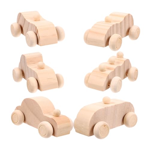 FRCOLOR 6 Stück Teiliges Holzauto bastelset zum Bemalen Kleine Unvollendete DIY Spielzeugautos aus Holz für Kreativen Gestalten und Malen Holzauto Bastelspielzeug für Kindergarten und von FRCOLOR