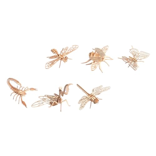 FRCOLOR 6 Stück Teiliges Holzpuzzle mit Insekten Tiermodellen Pädagogisches Holzspielzeug Kreativität Hand Auge koordination und Logischem Denken von FRCOLOR