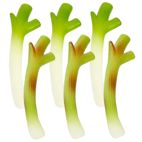 FRCOLOR 6 Stück Teiliges Künstliche Grüne Zwiebeln aus Langlebigem PVC Realistische Simulation Leichte Küchendekoration und Fotorequisiten für Gemüsegeschäft Tischdeko Gemüsekorb und von FRCOLOR