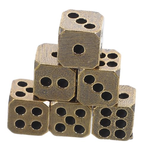 FRCOLOR 6 Stück Teiliges Messing Würfel Vintage Design Spielwürfel mit Abgerundeten Kanten Robuste Solide Kleine Dices für Brettspiele Glücksspiel und Dekoration Geschenkidee von FRCOLOR
