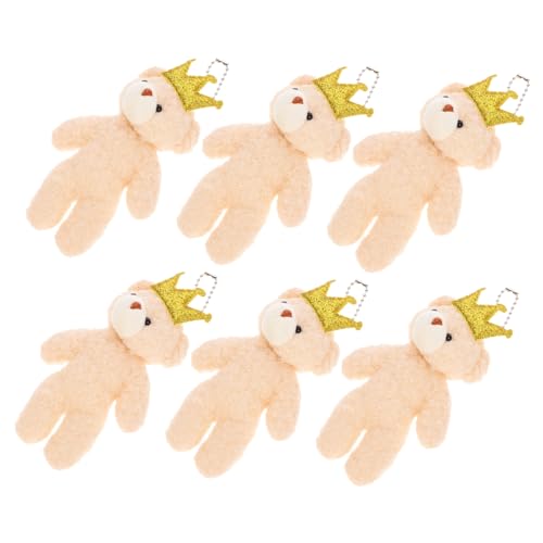 FRCOLOR 6 Stück Teiliges Mini Bär Schlüsselanhänger Plüsch Anhänger Flauschig Kuscheltier DIY Deko für Rucksack Tasche Hochzeit Party Mitgebsel von FRCOLOR