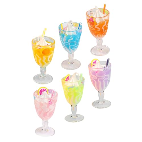 FRCOLOR 6 Stück Teiliges Mini Eisbecher aus Langlebigem Kunststoff Dekorative Puppenhaus Küchenaccessoires Farblich Gemischt Kinderfreundliche Miniatur Lebensmittel für Spiel und Sammlung von FRCOLOR