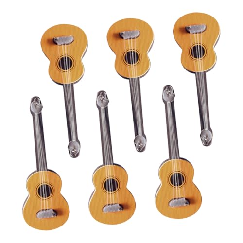 FRCOLOR 6 Stück Teiliges Mini Gitarren Modell Set Detailgetreue Mini Gitarre und Klassische Gitarre Leichte Miniatur Musikinstrumente für Puppenhaus Dekoration Fotorequisiten und von FRCOLOR