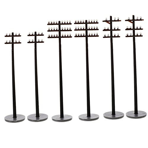 FRCOLOR 6 Stück Teiliges Mini Telefonmasten für Sandtisch Modellbau Detailreiche Mikro Landschaftsdekoration Wetterbeständige Miniatur Telefonmasten für Garten und DIY Szenen von FRCOLOR