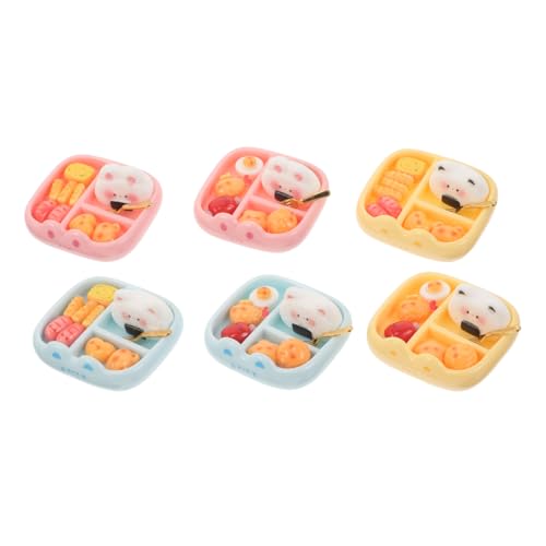 FRCOLOR 6 Stück Teiliges Miniatur Bento aus Resin Japanische Sushi Miniaturen Detailreiche Langlebige Miniatur Essensmodelle für Puppenhaus Kreative Mini Hausverzierung Kleine Lunchbox von FRCOLOR