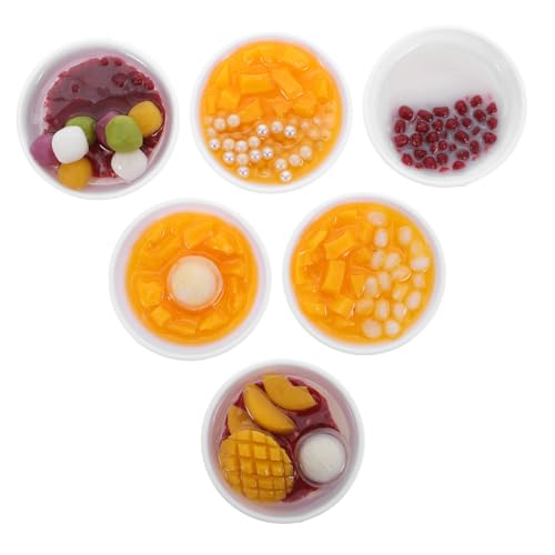 FRCOLOR 6 Stück Teiliges Miniatur Dessertschalen aus Geruchsfreien Ungiftigen Materialien Realistisch Gestaltete Künstliche Dessertmodelle für Wohnkultur Fotografie Puppenhaus und von FRCOLOR