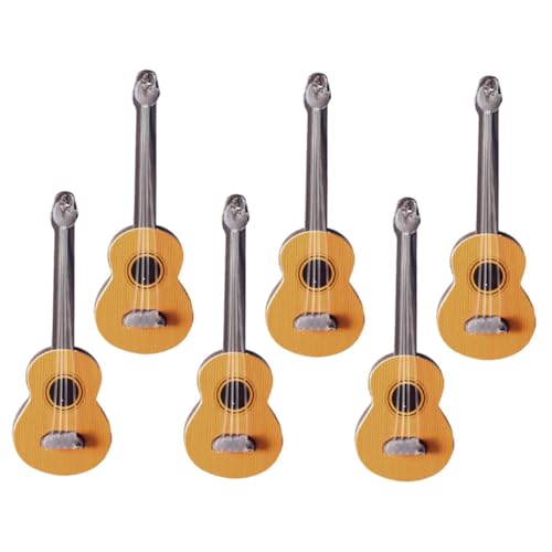 FRCOLOR 6 Stück Teiliges Miniatur Gitarrenmodell Set Mini Musikinstrumente für Puppenhaus Dekoration Kreative Foto Requisiten Detailreiche Gitarrenminiaturen für Musikliebhaber und Sammler von FRCOLOR