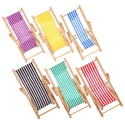 FRCOLOR 6 Stück Teiliges Miniatur Klapp Strandliegestuhl Detailgetreu Gestaltete Puppenhaus Deko Multifunktionale Mini Liege für Kinderzimmer Handliche Strandstuhl Nachbildung für von FRCOLOR