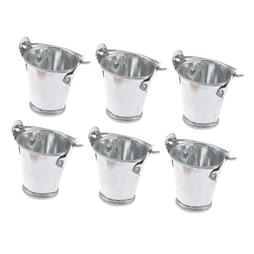 FRCOLOR 6 Stück Teiliges Miniatur Metall Eimer Silber Miniatur Garten Deko für Puppenhaus Handwerk Ornament Sammlerstück von FRCOLOR