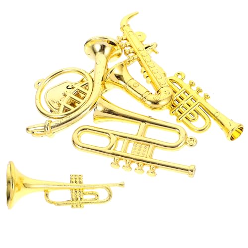 FRCOLOR 6 Stück Teiliges Miniatur Musikinstrumente Detailreich Gestaltete Puppenhaus Deko Leichte Kunststoffmodelle Trompete Saxophon Weihnachtsbaumschmuck von FRCOLOR