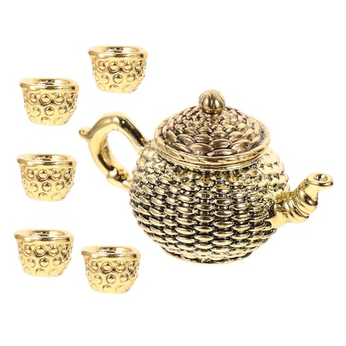 FRCOLOR 6 Stück Teiliges Miniatur Teekannen Set aus Dekoratives Mini Ornament Lebensecht Gestaltete Kleine mit Mini Tassen Geeignet als Spielhaus Zubehör und Stilvolle Zufällige Farbe von FRCOLOR