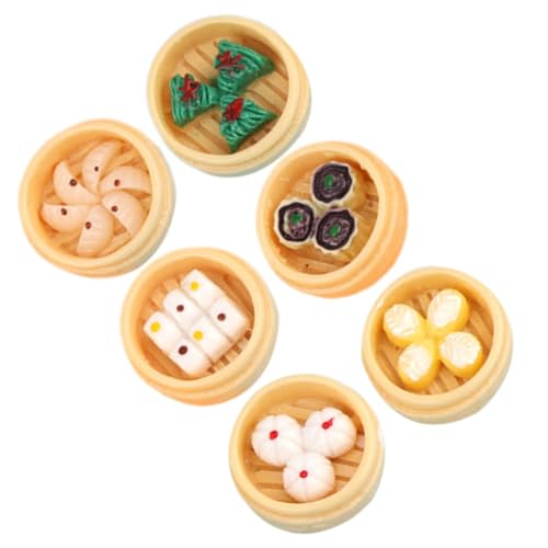FRCOLOR 6 Stück Teiliges Miniatur dampfgarer Langlebigem Harz Realistische Gedämpfte Brötchen Mini Food Dekoration für Puppenhaus Fotorequisiten Kinderspielküchen Zubehör Farbecht und von FRCOLOR