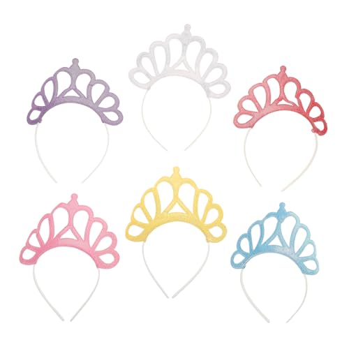 FRCOLOR 6 Stück Teiliges Prinzessin Haarreifen Leichte Stoffkronen Stirnbänder Dekorative Geburtstagskrone für Mädchen für Partys Festivals und Alltag Komfortabel und Tragbar von FRCOLOR