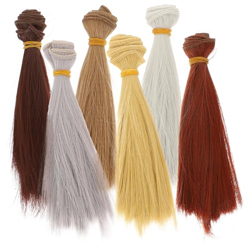 FRCOLOR 6 Stück Teiliges Puppenhaar Gerade Synthetische Perücken Lang Hitzebeständig Kreative Ersatzteile für DIY Puppenfrisuren für Mädchen von FRCOLOR