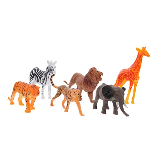 FRCOLOR 6 Stück Teiliges Realistischer Vinyl Wildtiere Simulation Waldtiere Modell Kindgerechtes Lernspielzeug mit Tiger Elefant Zebra Giraffe für Frühe Tiererkennung von FRCOLOR