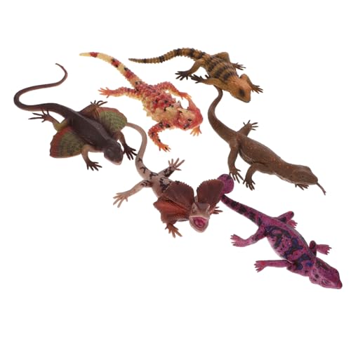 FRCOLOR 6 Stück Teiliges Reptilienmodell Stabilem TPR Realistische Eidechsen Figuren zur Tiererkennung und Terrarien Dekoration Lebensechte Simulation für Lernspielzeug und Gartendeko von FRCOLOR