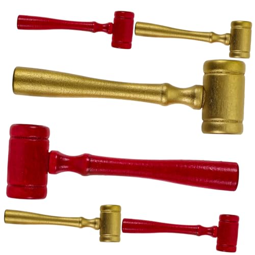FRCOLOR 6 Stück Teiliges Richterhämmer aus Holz Dekorative Auktionshämmer in Dunkelrot und Gold Handliches für Rollenspiele Koordinationstraining und Kostüme von FRCOLOR