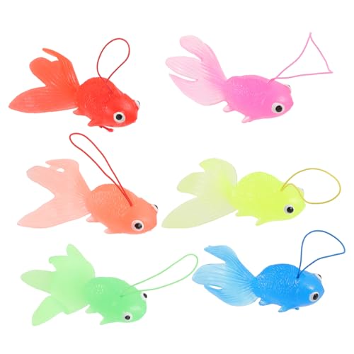 FRCOLOR 6 Stück Teiliges Schwimmender Halbtransparenter Goldfisch Spielzeuge aus Weichem Kindersicheres Bade und Angelspielzeug in Bunten Farben Fördert Farberkennung und Eltern Junge von FRCOLOR