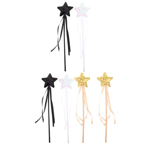 FRCOLOR 6 Stück Teiliges Sternförmige Feenstäbe für Bunte Magierstäbe aus Kinderfreundlichem Material als Party und Cosplay Requisiten für Mädchen Engel und Hexen Kostüme von FRCOLOR