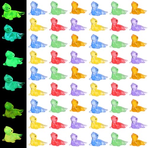 FRCOLOR 60 Stück Mini Eidechsen Figuren Leuchtende Resin Dekorationen für Garten Miniatur Landschaften Vielfältige Farben für Kreative Deko von FRCOLOR