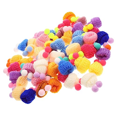 FRCOLOR 60 Stück Mini Strickmützen für DIY Bastelprojekte Bunte Wollmützen Dekorationen für Puppen Schmuck und Partybedarf Zufällige Farben für Kreative Bastelideen Zufällige Farbe von FRCOLOR