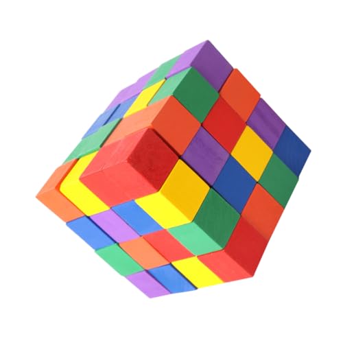 FRCOLOR 60 Stück Teiliges Buntes Holzbausteine Kleine Quadratische Bauklötze aus Naturbelassenem Holz Lackiert Kompakt und Tragbar Lernspielzeug für Frühe Bildung und Kreatives von FRCOLOR