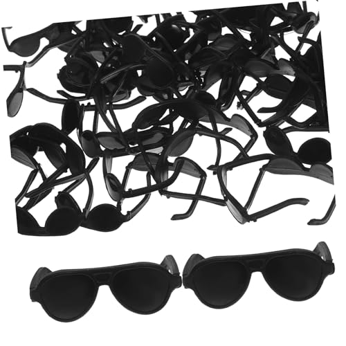 FRCOLOR 60 Stück Teiliges Mini Sonnenbrillen für Puppen Kleine Schwarze Plastikbrillen Stilvolle DIY Dekoration und Foto Requisiten Praktisch Langlebig Einfach Anzuziehen Kreative von FRCOLOR