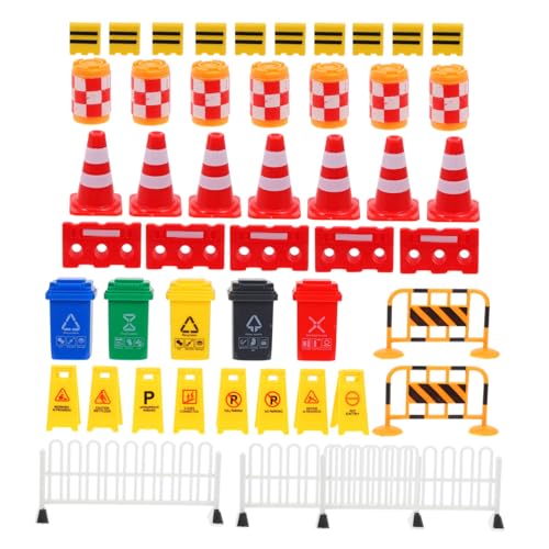 FRCOLOR 67 Stück Teiliges Mini verkehrszeichen spielset aus Abs Realistisches Park Straßenszenario Pädagogisches Verkehrsschildspielzeug für Fördert Sicherheitsbewusstsein und Kreatives von FRCOLOR