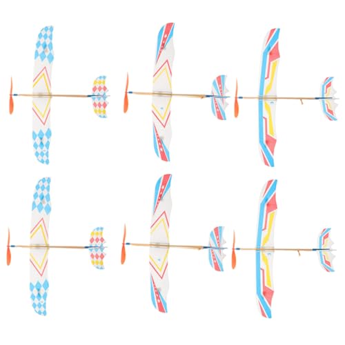 FRCOLOR 6 Stück Gummiband Flugzeug Modell für Kinder Einfaches Segelflugzeug Spielzeug für Draußen Langlebiges Flugzeug mit Gummibandantrieb von FRCOLOR