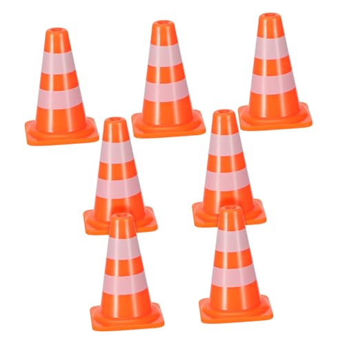 FRCOLOR 7 Stück Teiliges Verkehrsschild Spielset mit Straßensperren und Pylonen Leuchtend Orange Kindersicheres Lernspielzeug für Verkehrserziehung und Rollenspiele im Freien von FRCOLOR