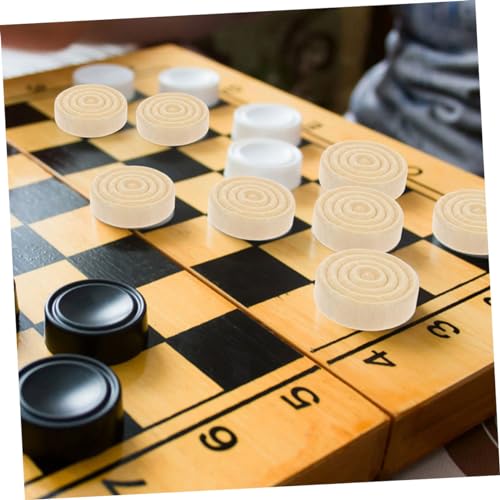 FRCOLOR 72 Stück Teiliges Holz schachspiel Zubehör Robuste Glatte Holz Steine in Natur und Dunkelbraun Spezielles Formdesign für Einfachen Griff Kompakt und Leicht für Brettspiele und von FRCOLOR