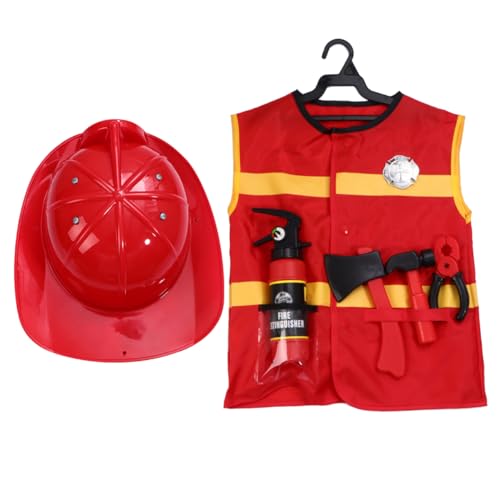 FRCOLOR 7Stücke Teiliges Feuerwehrmann Kostüm Set Cosplay Anzug für Jungen und Mädchen Weste Helm Feuerwehrwerkzeug für Rollenspiele und Kreative Spiele FRCOLOR 7Stücke Teiliges Feuerwehrmann Kostüm Set Cosplay Anzug für Jungen und Mädchen Weste Helm Feuerwehrwerkzeug für Rollenspiele und Kreative Spiele von FRCOLOR