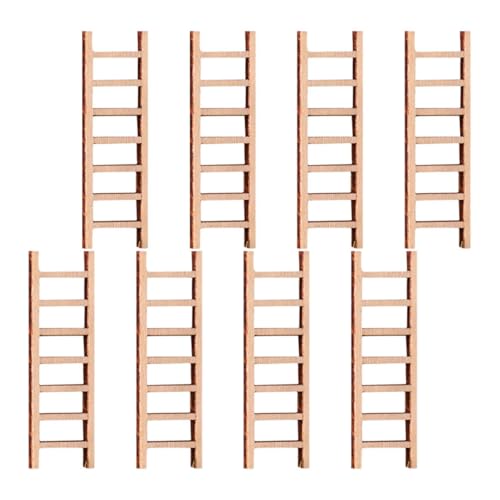 FRCOLOR 8 Stück Mini Leiter Modell Mini Trittleiter Miniatur Puppenhaus Treppenleiter Figur Holz Trittleiter Bonsai Leiter Für Puppenhaus Holzleiter Spielzeugleiter Beige von FRCOLOR
